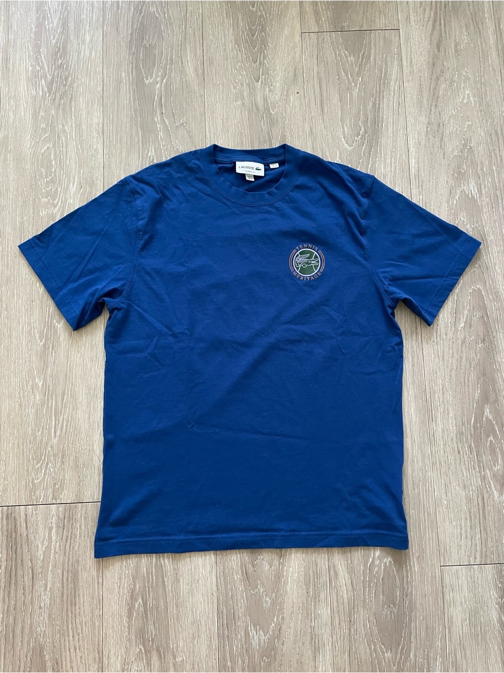 Lacoste Royal Blue Short Sleeve Crew Tee with Chest Emblem